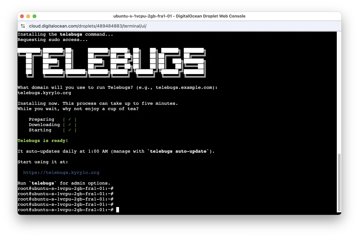 Telebugs installation complete